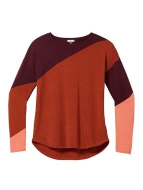 Smartwool Shadow Pine Colorblock Sweater Women's Small Merino Wool Crewneck
